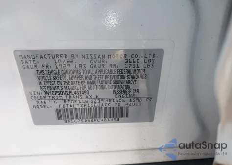 2023 Nissan Kicks Sr Xtronic Cvt from USA, damaged, VIN 3N1CP5DV2PL481493